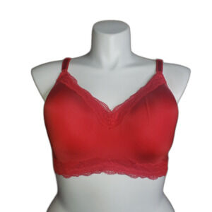Torrid Dream Wire Free Lightly Lined Bra Womens 44C Red Lace Trim